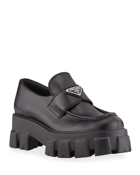 prada business loafers|Prada platform loafers.